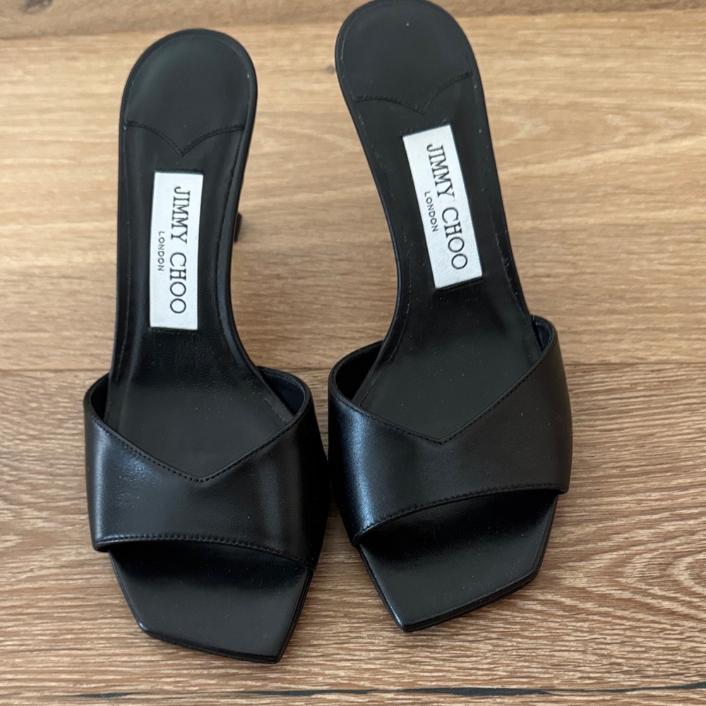 Jimmy Choo Black Leather Mules